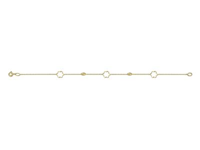 Armband Durchbrochene Blumen Und Ziselierte Oliven 0,75 Mm, 0,5 Mm, 19 Cm, 18k Gelbgold - Standard Bild - 1
