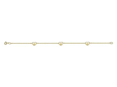 Armband 3 Durchbrochene Herzen 6,5 X 8 Mm, 0,7 Mm, 19 Cm, 18k Gelbgold