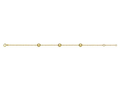 Armband 3 Kugeln 6 Mm, Gespiegelte Forcat-kette, 17/19 Cm, 18k Gelbgold - Standard Bild - 1