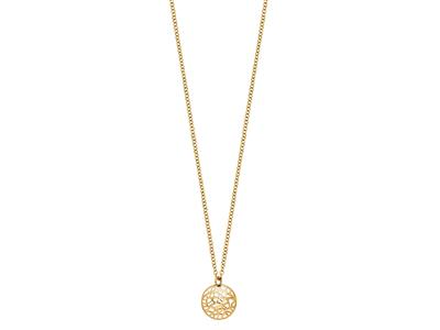 Halskette Mit Gewölbtem, Durchbrochenem Kreismotiv, 18k Gelbgold, 42-45 Cm