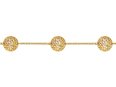 Armband Mit 3 Motiven Gewolbter, Durchbrochener Kreis, 19 Cm, 18k Gelbgold
