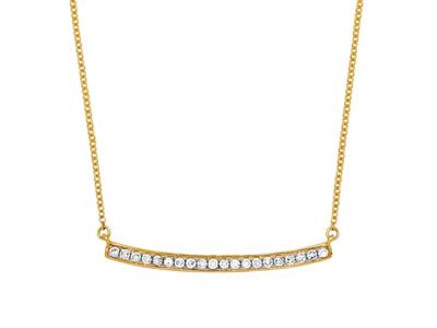 Halskette Barrette Diamant 0,12ct, Runde Forçat-kette, 42-44-45 Cm, Gelbgold 18k