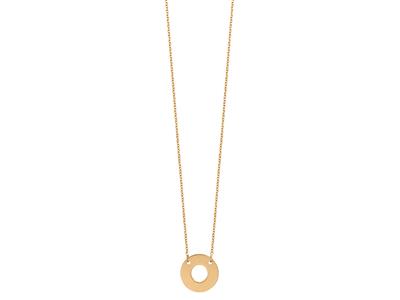 Halskette Mit Gelochter Scheibe An Einer Kette, 42-45 Cm, 18k Gelbgold - Standard Bild - 1