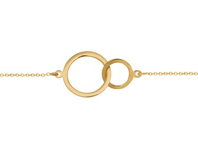 Armband Mit 2 Ineinander Verschlungenen Kreisen, 16-18 Cm, 18k Gelbgold