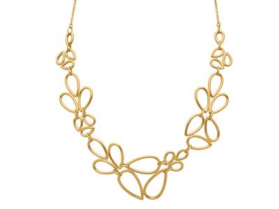 Halskette Mit Mehreren Ringen In Form Einer Fallenden Blume 30 Mm, 42+3 Cm, Gelbgold 18k - Standard Bild - 1