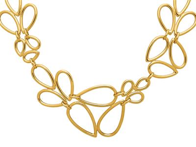 Halskette Mit Mehreren Ringen In Form Einer Fallenden Blume 30 Mm, 42+3 Cm, Gelbgold 18k - Standard Bild - 2