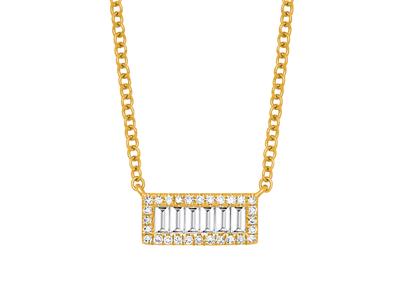Halskette Mit Motiv Rechteck, Baguette- Und Runddiamanten 0,24ct, 42-45 Cm, 18k Gelbgold