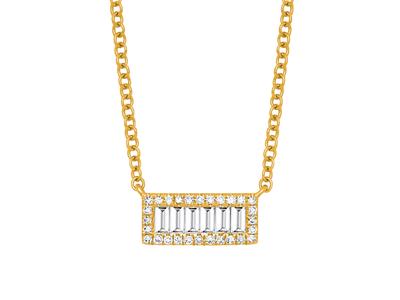 Halskette Mit Motiv Rechteck, Baguette- Und Runddiamanten 0,24ct, 42-45 Cm, 18k Gelbgold
