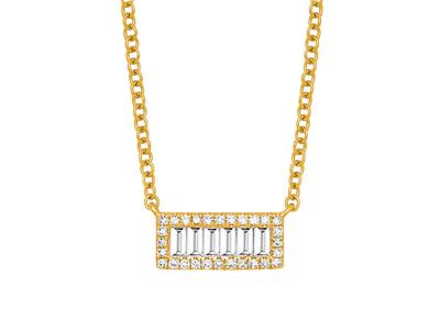 Halskette Mit Motiv Rechteck, Baguette- Und Runddiamanten 0,24ct, 42-45 Cm, 18k Gelbgold - Standard Bild - 1