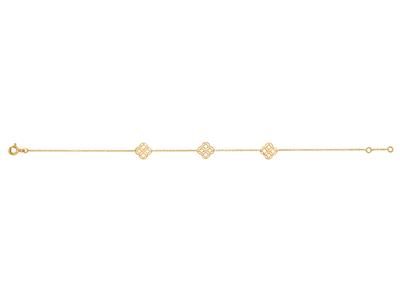 Forat Rundkettenarmband, 3 Ineinander Verschlungene Kreismotive, 16,50-17,50cm, 18k Gelbgold