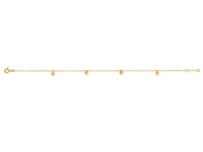 Armband Mit Runder Ankerkette, 4 Plättchen, 17-18 Cm, 18k Gelbgold