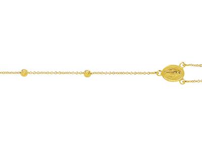 Religioses Armband Mit Kette Und Ziselierten Kugeln, Wundertätige Jungfrau Und Kreuz, 18 Cm, 18k Gelbgold - Standard Bild - 3