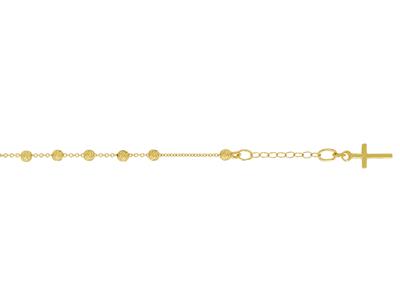 Religioses Armband Mit Kette Und Ziselierten Kugeln, Wundertätige Jungfrau Und Kreuz, 18 Cm, 18k Gelbgold - Standard Bild - 3