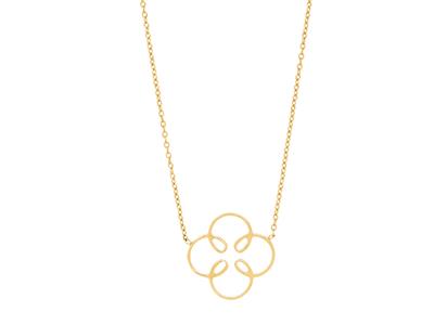 Ankerkette, Motiv 4 Ineinander Verschlungene Kreise 15 Mm, 42-44 Cm, Gelbgold 18k - Standard Bild - 2
