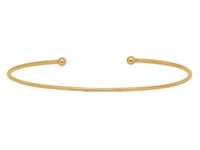 Armband Massive Offene Binse, Runder Draht 1,50 Mm, 2 Kugeln 3 Mm, 46 X 62 Mm, 18k Gelbgold - Standard Bild - 1