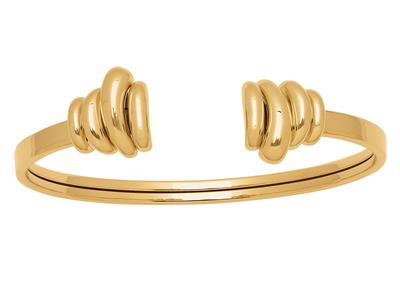 Armband, Offener Flexibler Armreif 15 Mm, Godron-endstücke, 54 X 40 Mm, 18k Gelbgold