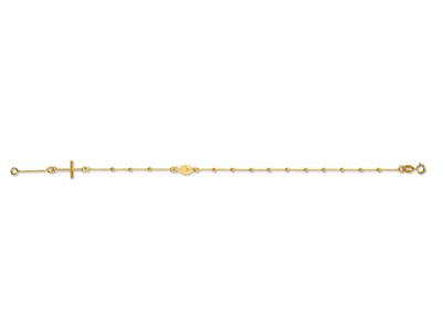 Armband Gerader Rosenkranz, Kreuz Und Wundertätige Jungfrau Kugeln 1,8 Mm, 17-19 Cm, 18k Gelbgold