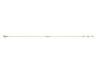Armband Mit 3 Pastillen In Illusionsfassung, Diamanten 0,03ct, 16-17-18 Cm, 18k Gelbgold