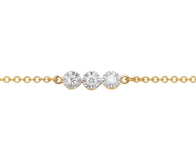Armband Mit 3 Pastillen In Illusionseinfassung, Diamanten 0,03ct, 16-17-18 Cm, Gelbgold 18k - Standard Bild - 2