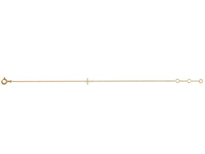 Armband Kreuz An Kette, Diamanten 0,04ct, 15-17-18 Cm, 18k Gelbgold - Standard Bild - 3