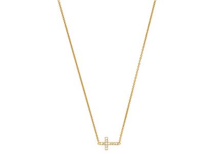 Halskette Kreuz An Kette, Diamanten 0,04ct, 38-40 Cm, 18k Gelbgold - Standard Bild - 3