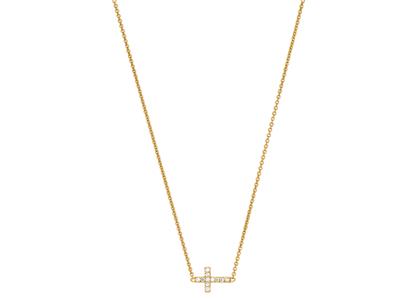 Halskette Kreuz An Kette, Diamanten0,04ct, 38-40 Cm, 18k Gelbgold - Standard Bild - 3
