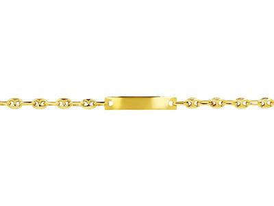 Baby Identity Kaffeebohnen 4,5 X 3 Mm, Rechteckige Platte 20 X 4 Mm, 14 Cm, 18k Gelbgold - Standard Bild - 2