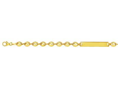 Junior Identity Kaffeebohnen 5 X 6,5 Mm, Rechteckige Platte 30 X 5 Mm, 18 Cm, 18k Gelbgold - Standard Bild - 3