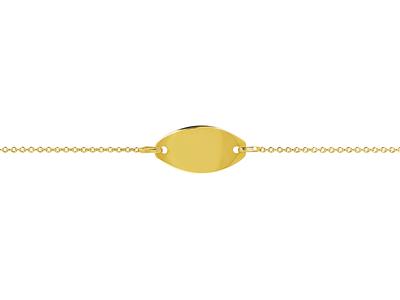 Baby Identity Forçat Masche Rund 1 Mm, Ovale Platte 16 X 9 Mm, 12/14 Cm, Gelbgold 18k - Standard Bild - 2
