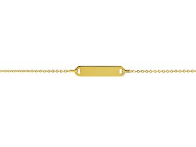 Junior Identity Forçat Masche Rund 1 Mm, Rechteckige Platte 19 X 4 Mm, 16/18 Cm, Gelbgold 18k - Standard Bild - 2