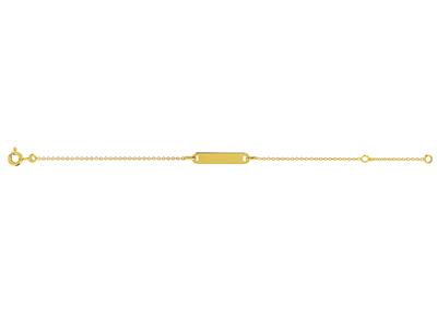 Identity Junior Forçat Masche Rund 1 Mm, Rechteckige Platte 19 X 4 Mm, 16-18 Cm, Gelbgold 18k