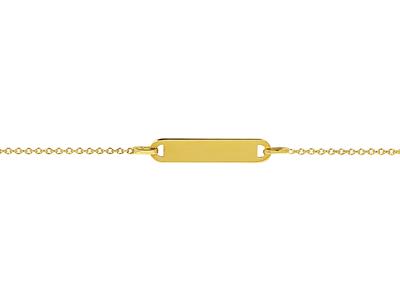 Identity Junior Forçat Masche Rund 1 Mm, Rechteckige Platte 19 X 4 Mm, 16-18 Cm, Gelbgold 18k - Standard Bild - 2