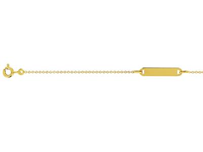 Identity Junior Forçat Masche Rund 1 Mm, Rechteckige Platte 19 X 4 Mm, 16-18 Cm, Gelbgold 18k - Standard Bild - 3