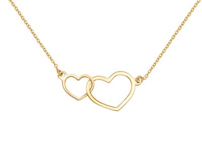 Halskette Ineinander Verschlungene Herzen, 40-42 Cm, 18k Gelbgold