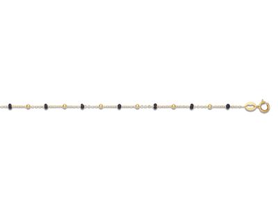 Armband Schwarze Perlen, 17 Cm, 18kgelbgold