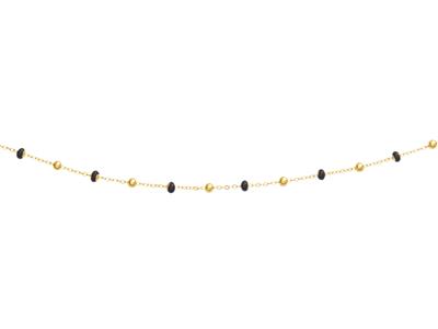 Halskette Schwarze Kugeln, 42 Cm, 18k Gelbgold