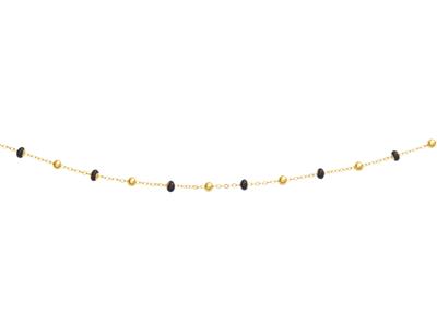 Halskette Schwarze Perlen, 42 Cm, 18k Gelbgold