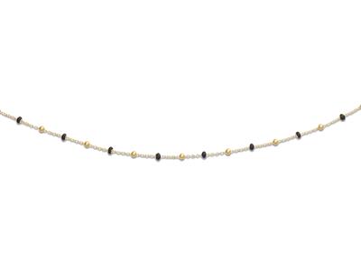 Halskette Schwarze Kugeln, 45 Cm, 18k Gelbgold - Standard Bild - 1