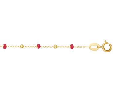 Armband Rote Kugeln, 17-18 Cm, 18k Gelbgold