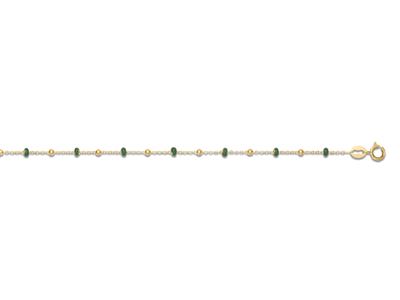 Armband Grüne Kugeln, 17 Cm, 18k Gelbgold