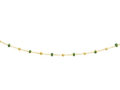 Halskette Grüne Kugeln, 42 Cm, 18k Gelbgold