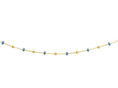 Halskette Blaue Kugeln, 42 Cm, 18k Gelbgold