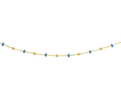 Blaue Kugeln Halskette, 42 Cm, 18k Gelbgold