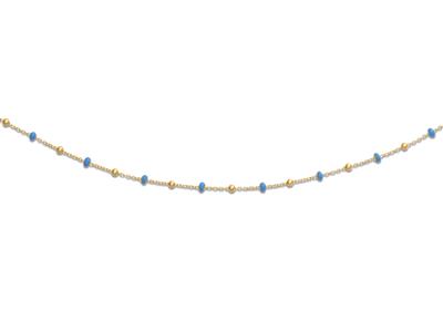 Halskette Blaue Kugeln, 45 Cm, 18k Gelbgold - Standard Bild - 1