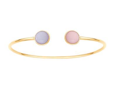 Hohles Rohr Armreif, Opal Und Amethyst, 58 X 48 Mm, 18k Gelbgold - Standard Bild - 1