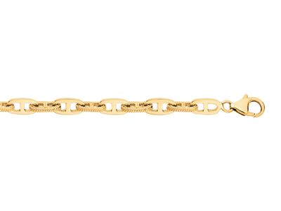Armband Aus Glatten Und Godronierten Marine-maschen 5,50 MM Massiv, 19 Cm, 18k Gelbgold - Standard Bild - 1