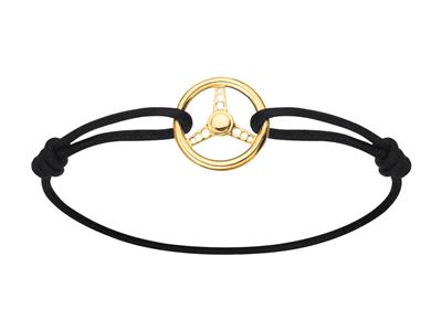 Schwarzes Kordelarmband, Sportlenkrad 2 MM Massiv, 18 Mm, Gelbgold 18k - Standard Bild - 1