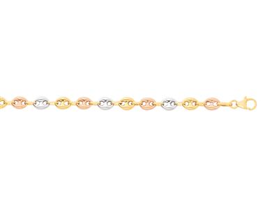 Armband Aus Hohlen Kaffeebohnen 4,70 Mm, 18 Cm, 3 Gold 18k