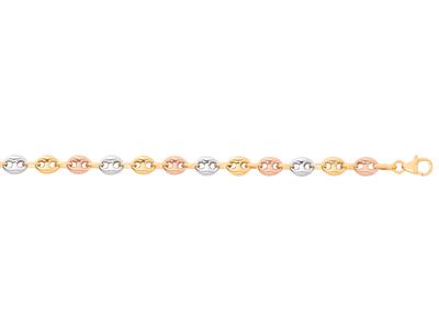 Hohl Kaffeebohnen-gliederkette4,70 Mm, 45 Cm, 3 Goldarten 18k - Standard Bild - 2