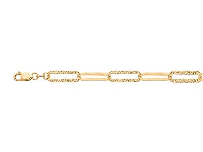 Armband Aus Flachen, Gehämmerten Rechteckigen Maschen 6 Mm, 19 Cm, 18k Gelbgold